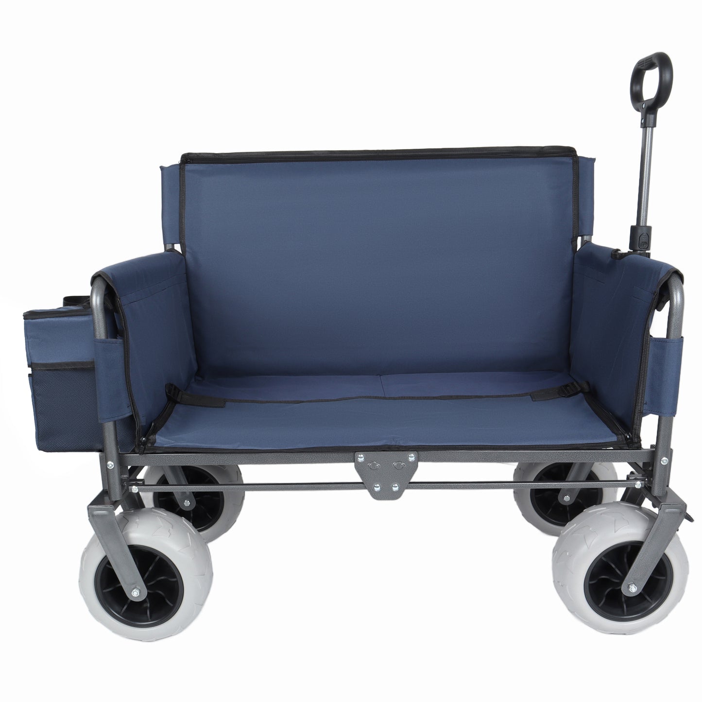 3- In- 1 Folding Wagon With Bench Seat - Patent Protection  500lbs Capacity  9 X4  Beach Tires For Camping & Beach  Dark Blue