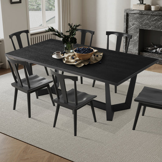 Rectangular MDF Dining Table Mid Century Modern  For Dining Room Balcony Cafe Bar Conference Matt Black