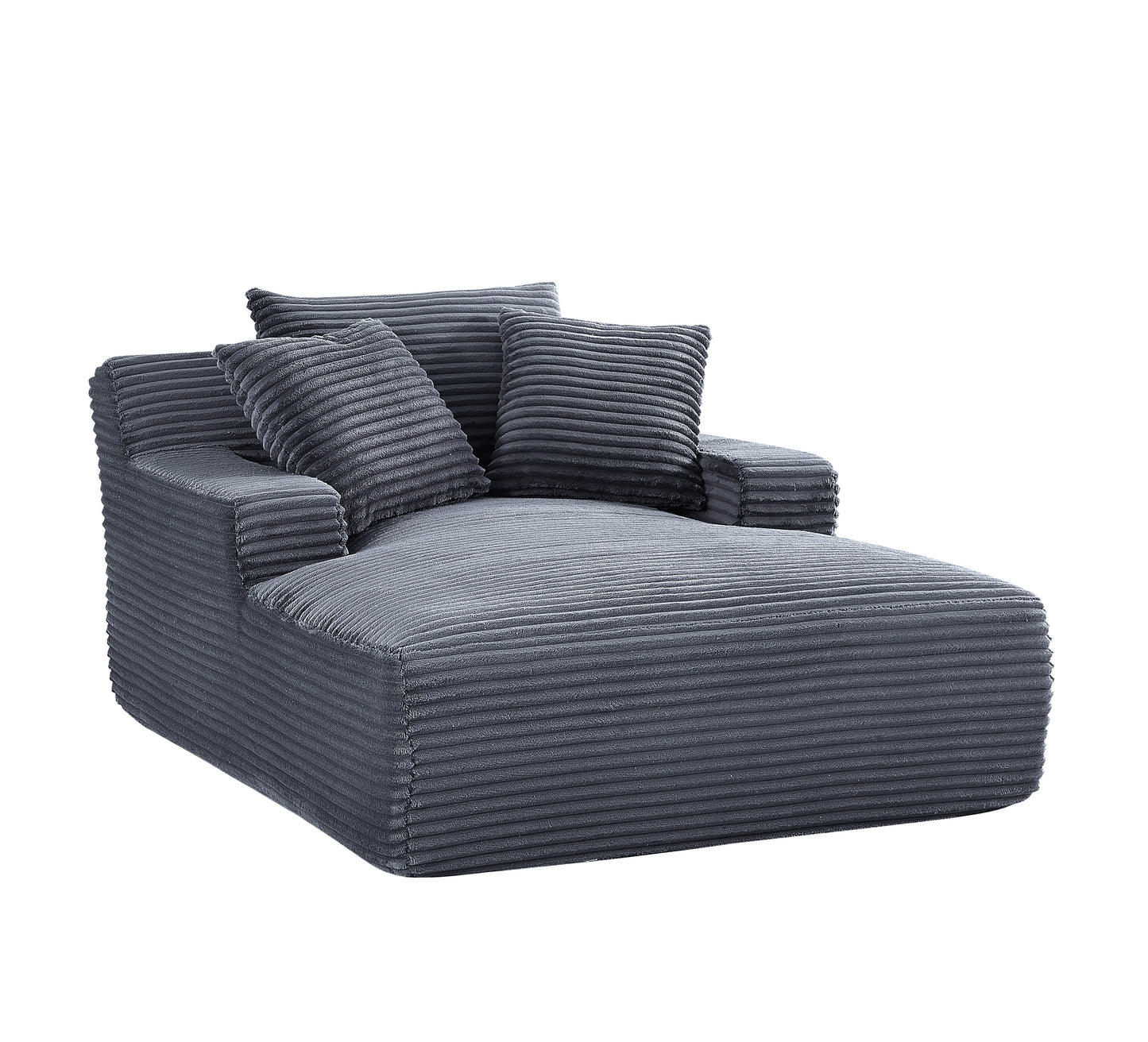 Cloudline Oversized Chaise Lounge Chair In Soft Corduroy, Modern Comfy Couch With Full Foam Cushioning, Cozy Sleeper Sofabed For Living Room, Bedroom, No Assembly Required, Grey