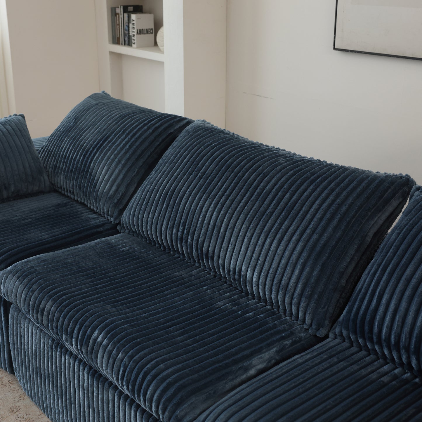 Cloud Sofa,Corduroy Fabric,Deep Seat Couches,Double-layer Design,Removable  Cushion,No Assembly, DIY Combination For Living Room, Bedroom,Conference Room ,Apartment,Blue