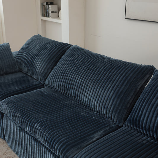 Cloud Sofa,Corduroy Fabric,Deep Seat Couches,Double-layer Design,Removable  Cushion,No Assembly, DIY Combination For Living Room, Bedroom,Conference Room ,Apartment,Blue