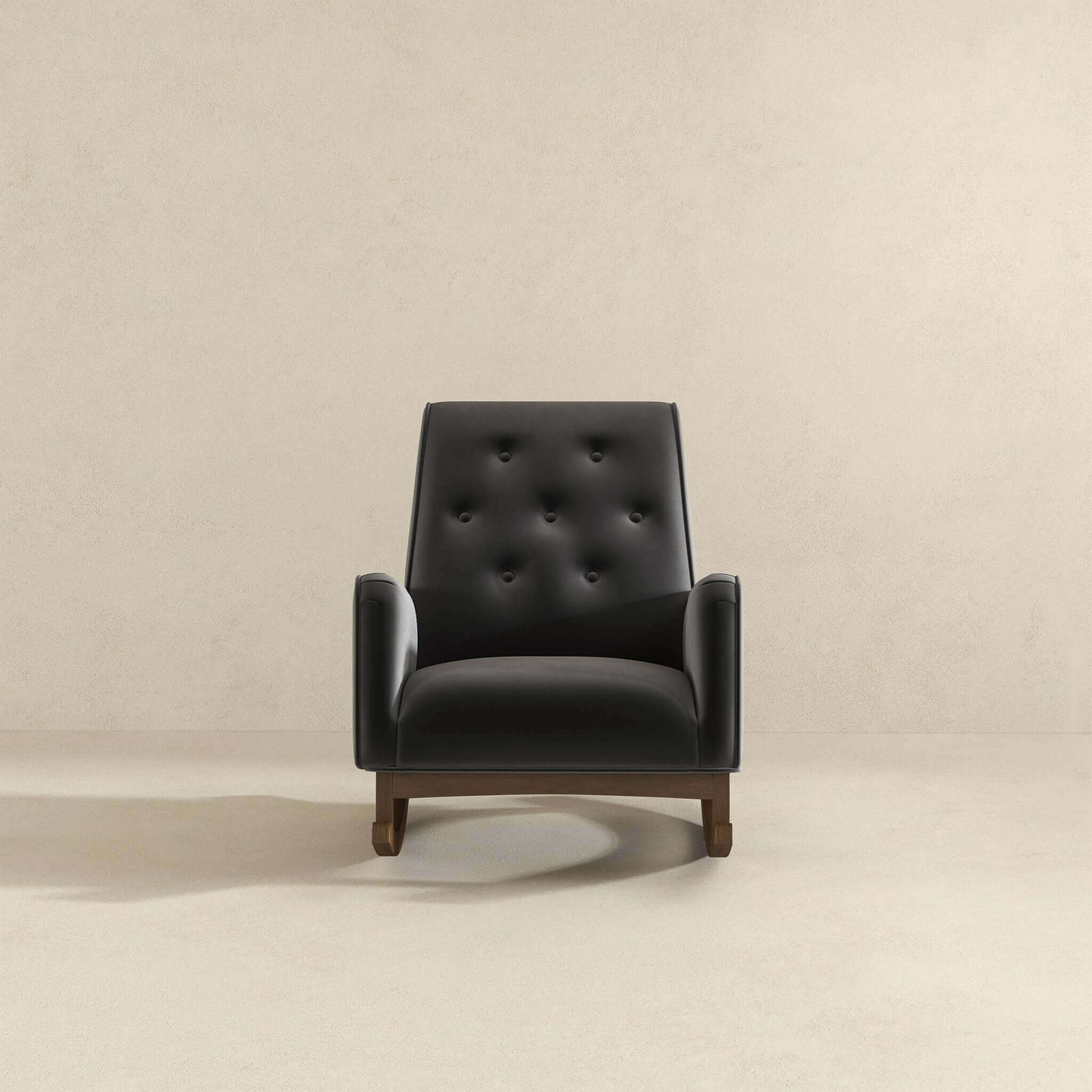 Elegant Style Demetrius Dark Grey Fabric Rocking Chair With Solid Wood Frame For Living Room And Nursery 36.6  H X 27.5  W X 39  D For Living Room Bedroom Reading