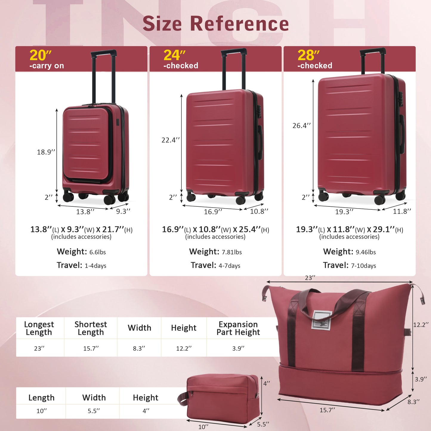 Luggage Sets 5 Piece With Front Opening, Hardside Expandable Carry On Suitcase Set With Double Spinner Wheel, Lightweight Travel Luggage With USB Port,TSA Locks 20-24-28