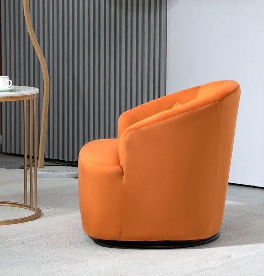 363 Degree Swivel Barrel Accent Chair, Velvet Upholstered Curved Armchair, Fully Assembled Contemporary Leisure Chair For Living Room Bedroom Office