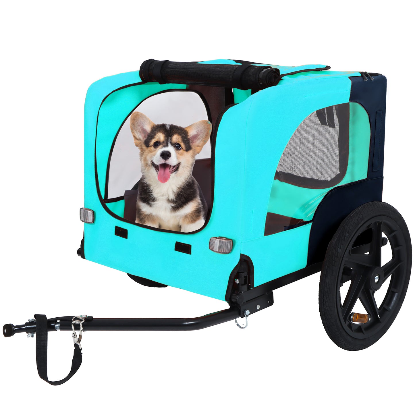 Pet Bike Trailer Dog Cart For Bicycle,Suitable For Small And Medium Pets, Easy Folding Cart Frame, Quick Release Wheel, Non-Slip Floor, Internal Leash