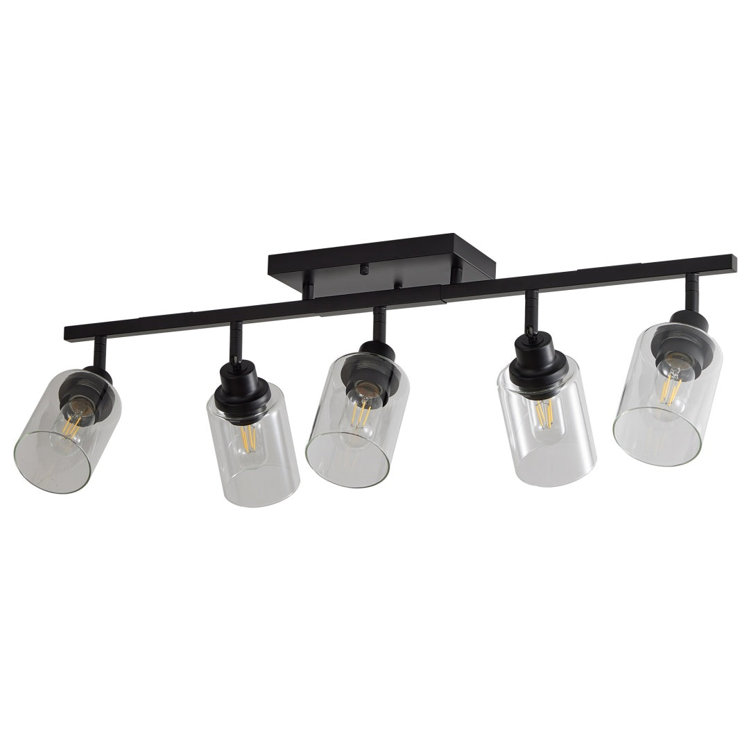 5-lamp Track Lighting Kit, Black Track Lighting Fixtures, Bathroom Wall Lights, Ceiling Mounted Kitchen Track Lights  Excluding Bulbs