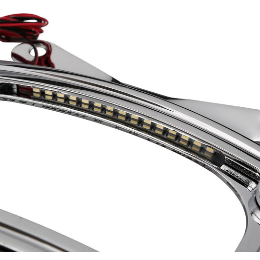 Chrome Curved Laydown License Plate Mount Frame W-Light For Harley-Davidson