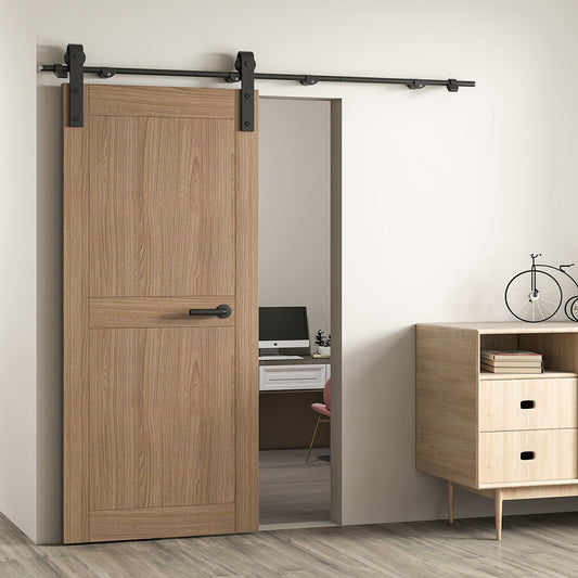 6.6FT Sliding Barn Door Hardware Kit Smoothly And Quietly Sliding Barn Door Track With Floor Guide For Interior Exterior Fit 36 To 40in Wide Panel J Shape Hanger