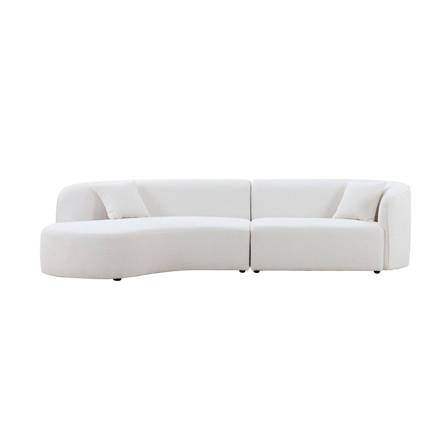 Luxury Modern Style Living Room Upholstery Curved Sofa With Chaise 2-Piece Set, Left Hand Facing Sectional,  Boucle Couch, White Same Sku W876S00303
