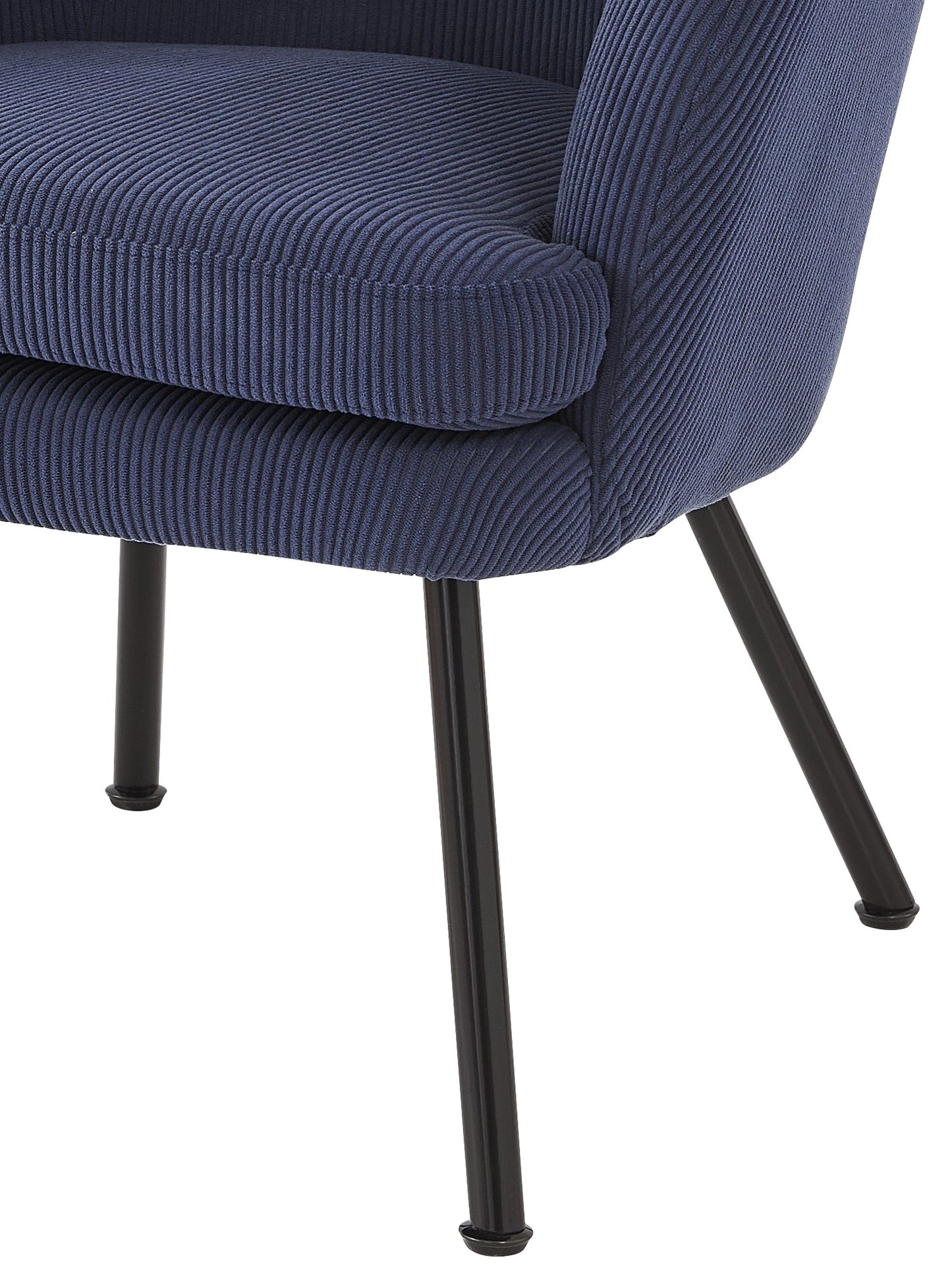 Corduroy Accent Chair With Black Metal Legs, Modern Upholstered Armchair, Comfy Barrel Chair For Living Room Bedroom