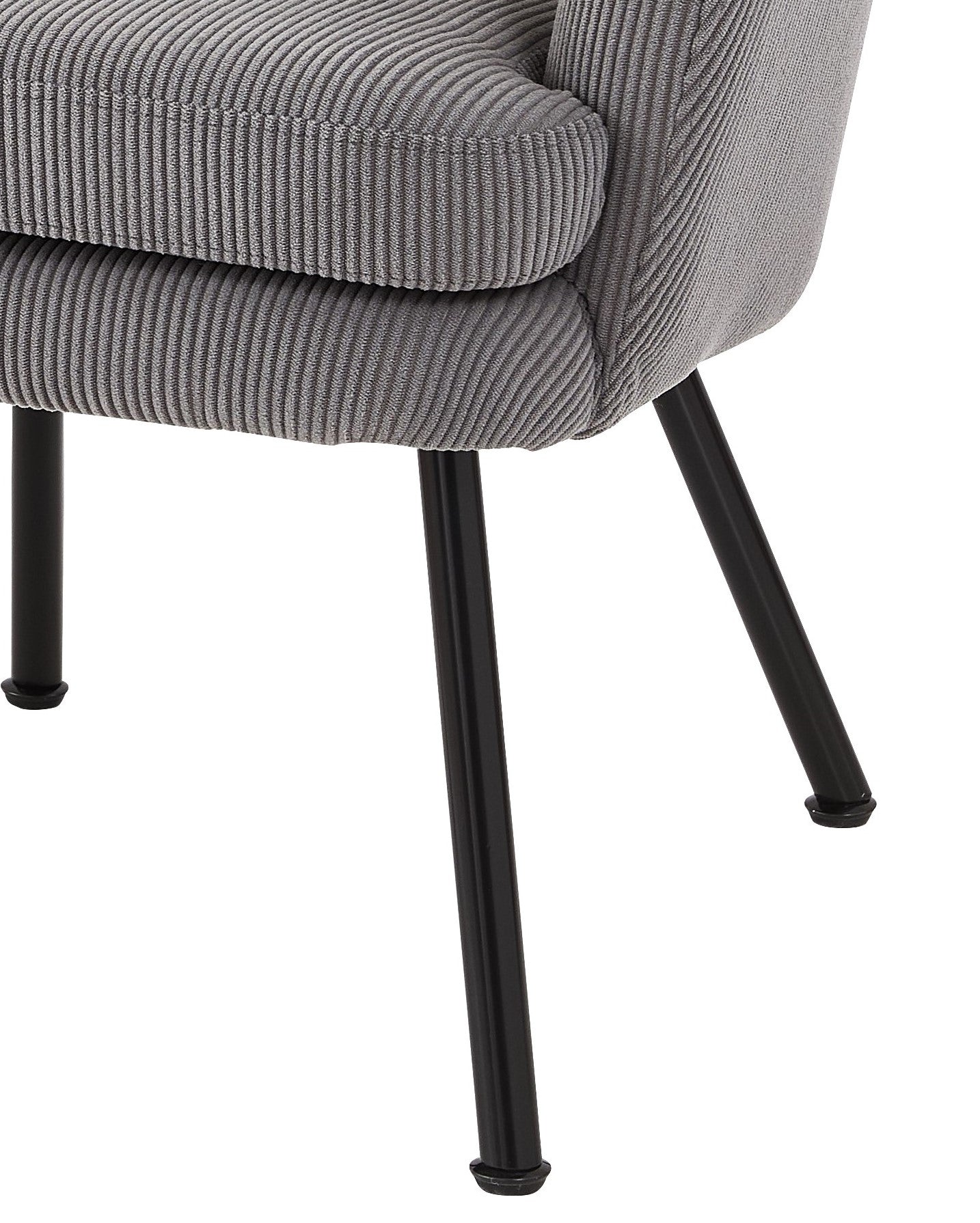 Corduroy Accent Chair With Black Metal Legs, Modern Upholstered Armchair, Comfy Barrel Chair For Living Room Bedroom