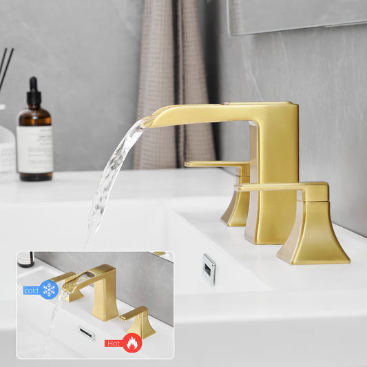 Bathroom Faucets For Sink 3 Hole Nickel Gold 8 Inch Widespread Bathroom Sink Faucet With  Up Drain Double Lever Handle Faucet Bathroom Vanity Faucet Basin Mixer Tap Faucet With Hose