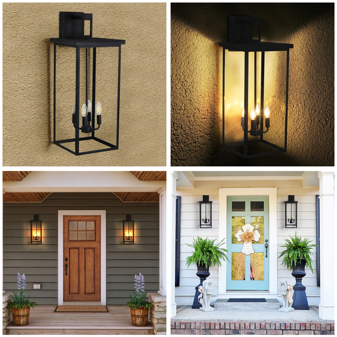 30in   H 1pcs 4-Light Black Outdoor Wall Light, Weatherproof Wall Sconces For Porch, Garden, Patio  No Bulbs