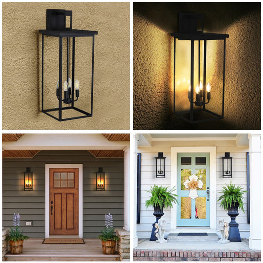 30in   H 1pcs 4-Light Black Outdoor Wall Light, Weatherproof Wall Sconces For Porch, Garden, Patio  No Bulbs