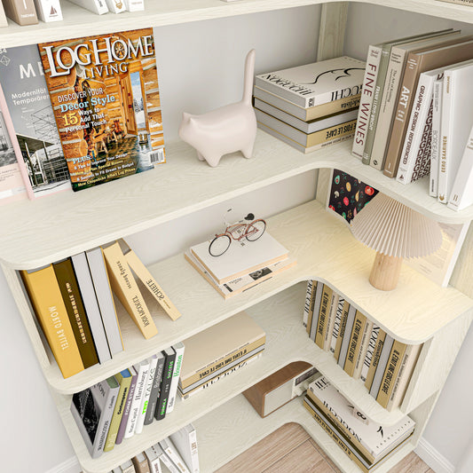 90cm   35.43in Extended Size Freestanding Corner Bookshelf For Living Room, Bedroom, Home Office, Wooden Bookcase With Anti-drop Panel And Anti Tipping Device, Open Storage Display Cabinet 5 Colors