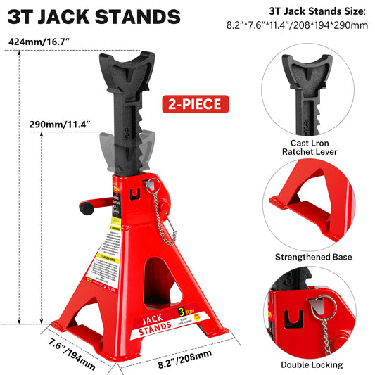 2 Ton Low Profile Floor Jack, 3t Jack Stand Tire Repair Kit Heavy Duty Steel Racing Floor Jack With Single Piston Quick Lift Pump, Floor Jack Lifting Range 3.3-15.2