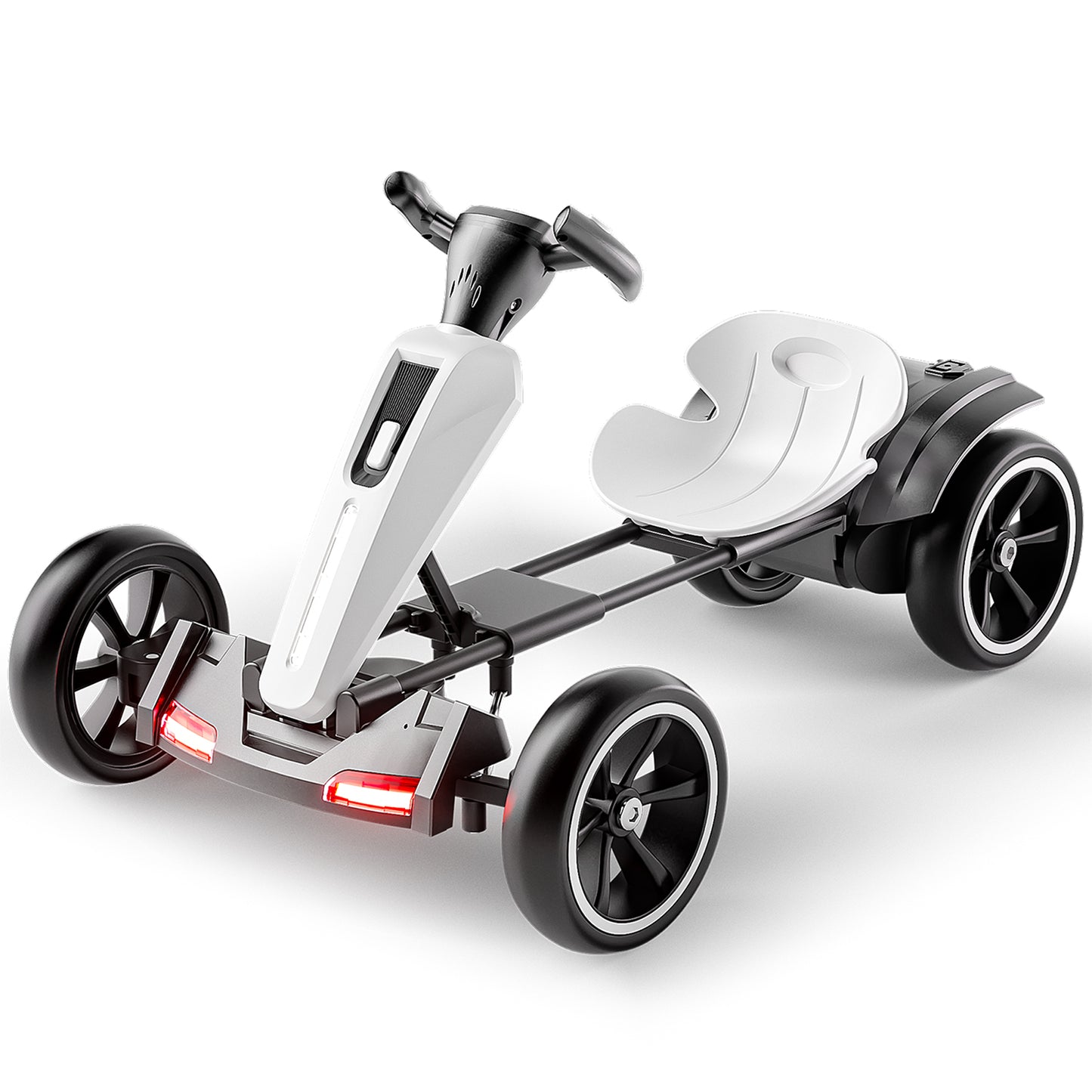 12V Electric Kids Pedal Go Kart, Folder Go Kart, Outdoor Ride On Toy With Adjustable Seat, 4 Non-Slip EVA Wheels For Boys And Girls For Age 3-6 Years Old, White