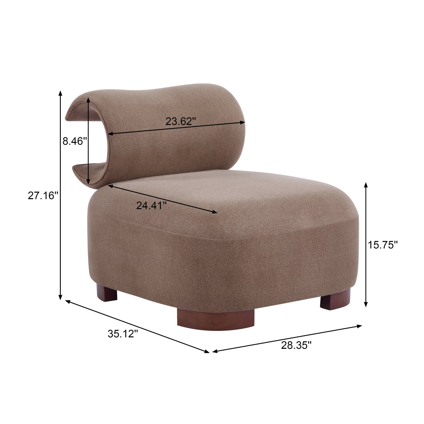 Modern Brown Polyester Accent Chair For Living Room - Pet-Friendly, 330 Lbs Capacity, Stylish Living Room Seating For Home & Office