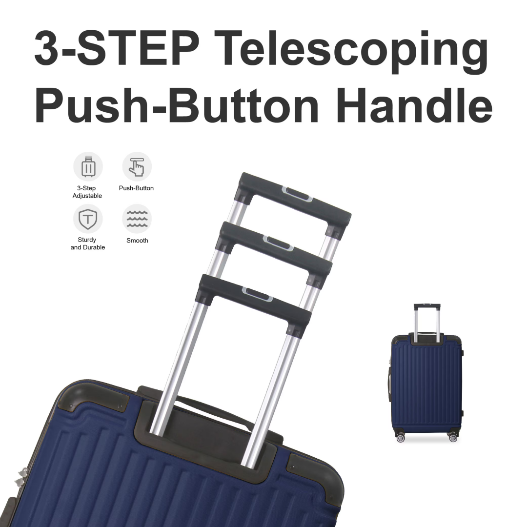 Blue 3-Piece Premium ABS Luggage Set-20, 24, And 28 Suitcases With Multi-Position Handle, Silent Spinner Wheels, And TSA-Approved Lock-Durable, Stylish, And Spacious Travel Gear