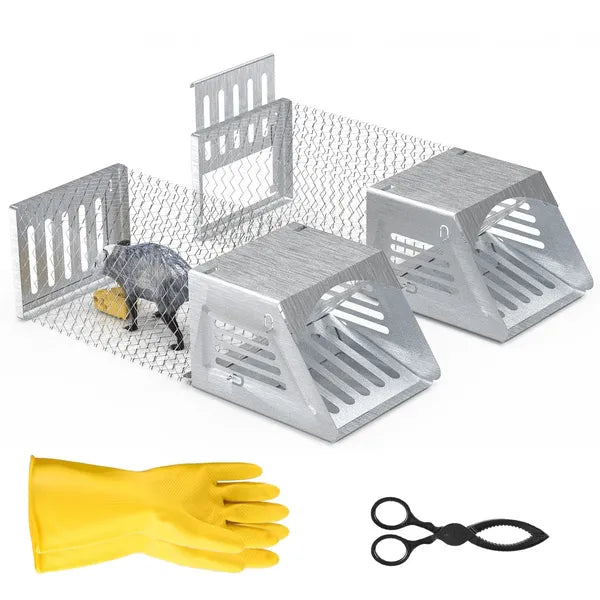 2Pcs Humane Mouse Trap Cage No Assembly Need Automatic Continuous Rat Trap With Single Way Door Reusable Catch And Release Live Cage Trap For Rodents Moles Voles Mice