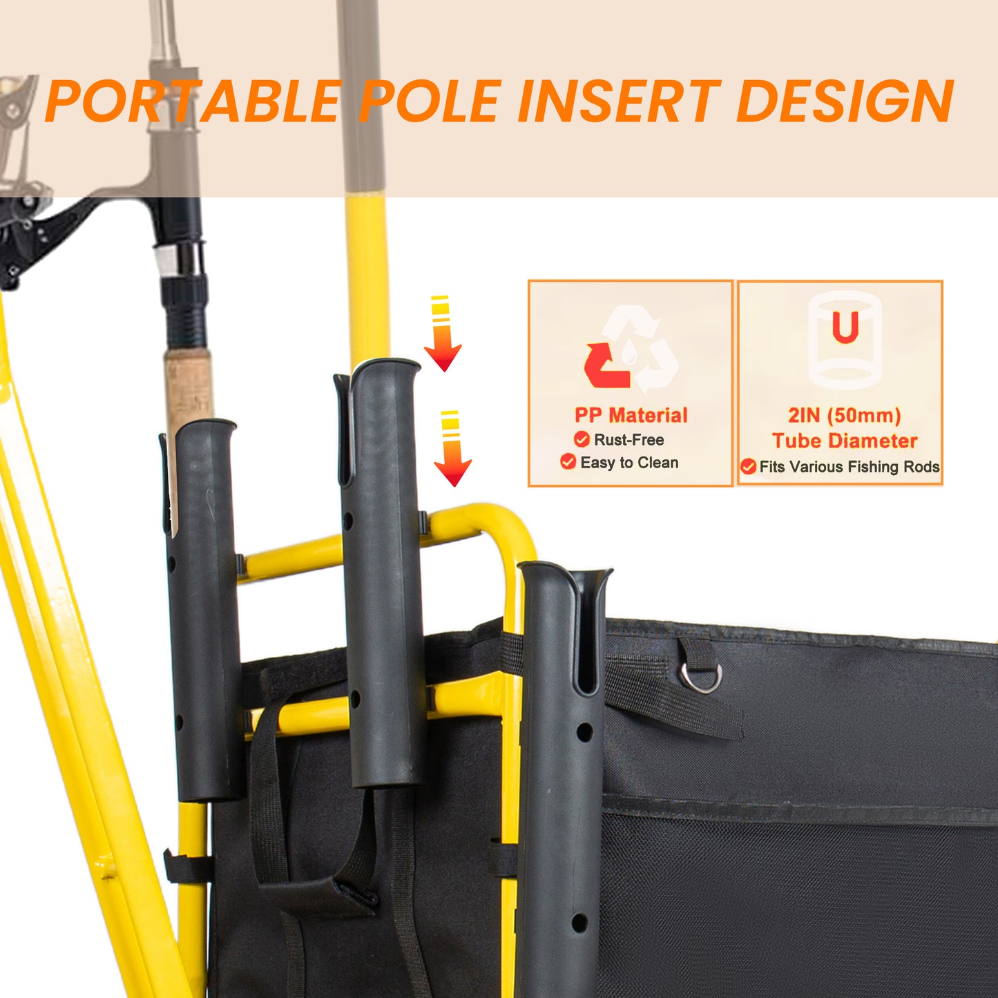 Fishing Cart Beach Cart Collapsible Wagon 9.85  All- Terrain Wheels For Sand  Heavy Duty Garden Cart With Rod Holders Umbrella Holder And Storage Pockets  550lb Large Capacity  Yellow Black