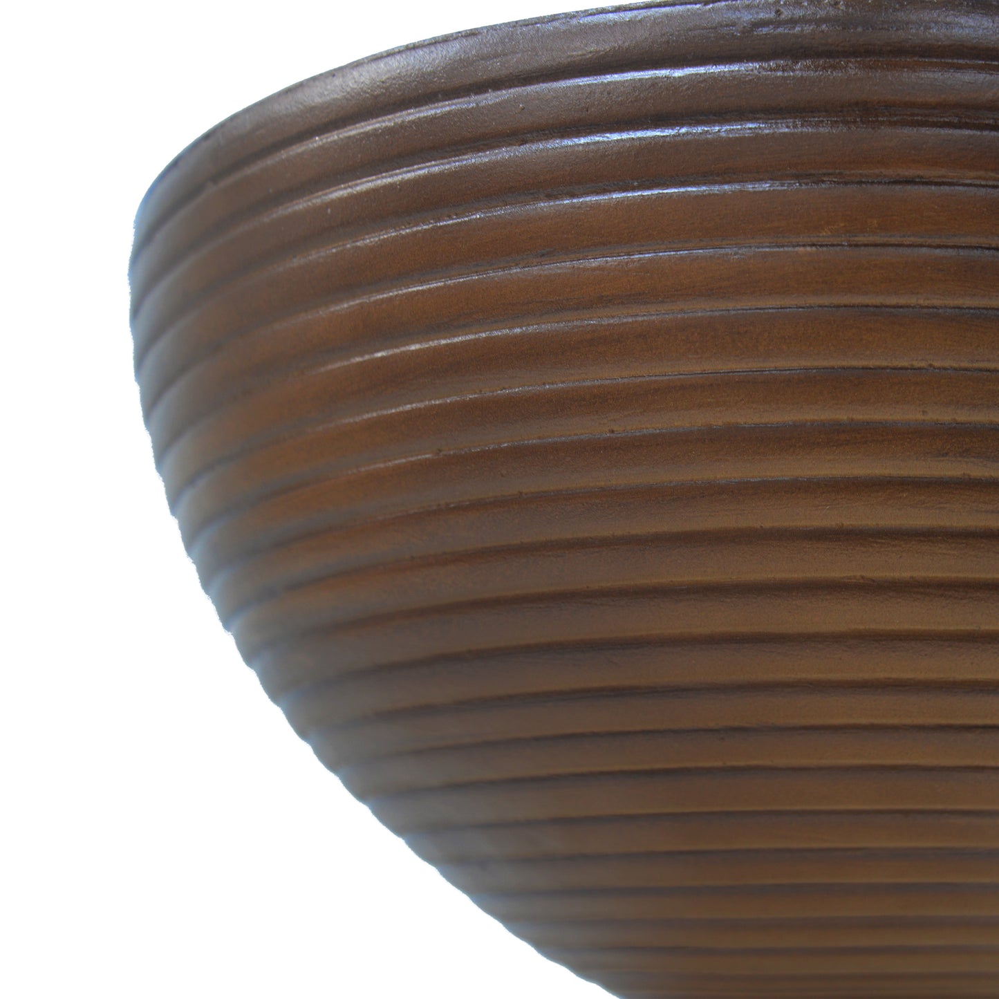 16  Ribbed Brown Concrete Outdoor Side Table With Hourglass Design -Weather-Resistant Accent For Patio, Garden, Or Balcony