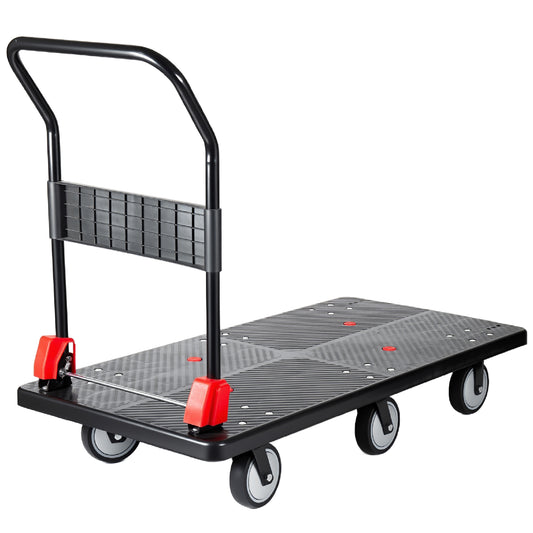 25.5 X51.5  Platform Truck  Foldable Handcart With 6  TPR 360- Degree Silent Wheels  1800lbs Heavy- Duty Push Dolly Cart  4 Steel Load- Bearing Beams For Warehouse Garage Home Use