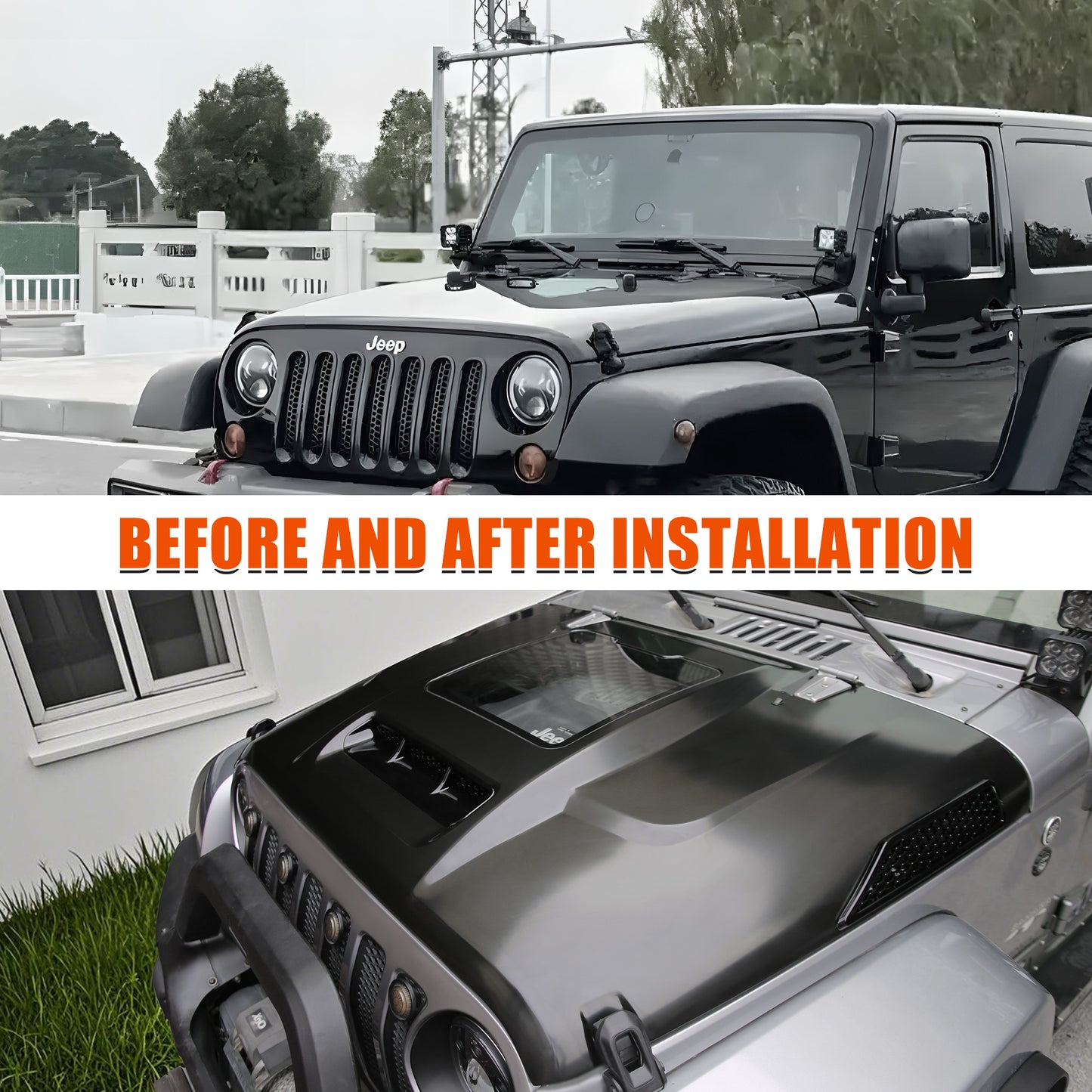 Replacement Hood Vented Heat Dispersion For 2007-2017  Wrangler JK JKU Hood Upgrade