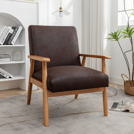 25.38     Wide Classic Mid-Century Modern Arm Chair, Dark Brown
