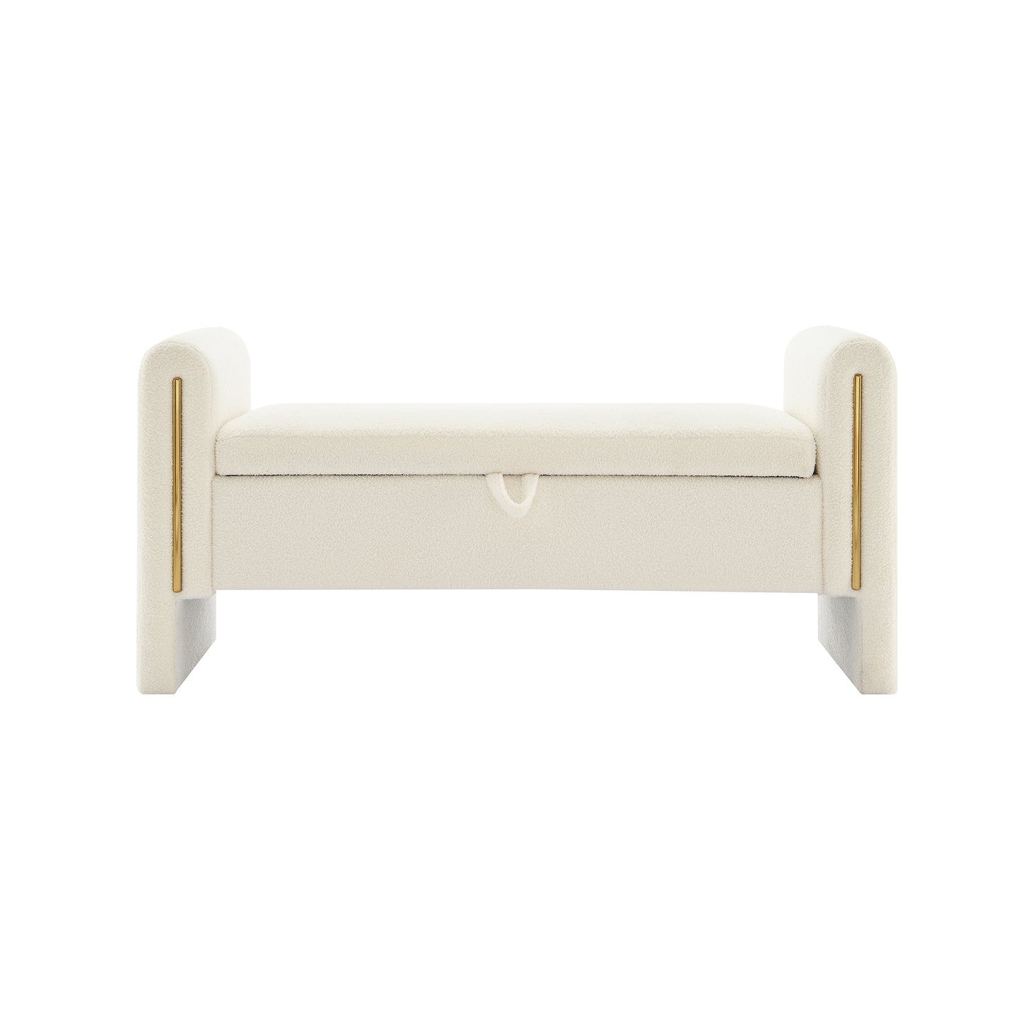 Modern Teddy Bed End Bench With Arms And Storage,Upholstered Large Foot Rest Stool, Comfy Window Vanity Bench For Living Room,Bedroom,Dorm,Coffee Table,Teddy Cream