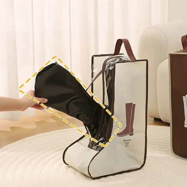 Durable PVC Shoe Storage Bags - Moisture & Moisture-Resistant, Dust-Proof With Transparent Window, Portable Handheld Boot Protectors For Travel & Home Organization, Multi-Size For Shoes/Boots, Hanging