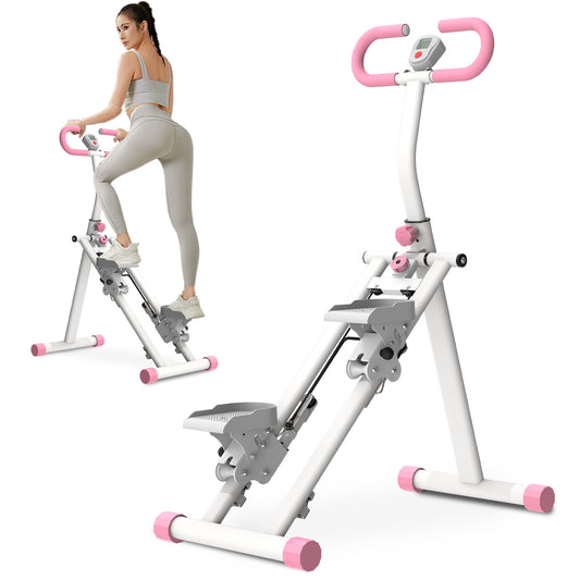 Stair Stepper For Home-Upgrade Vertical Climber Workout Machine For Full-Body Exercise Climber Fitness Equipment With Stable Frame Adjustable Handlebar-Pink