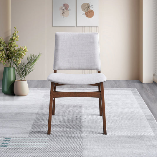 Gusto Mid-Century Modern Fabric Dining Chair   Set Of 2   In Light Gray With Solid Wood Frame 22.4  W X 18.1  D X 31.1  H For Living Room Bedroom Outdoor