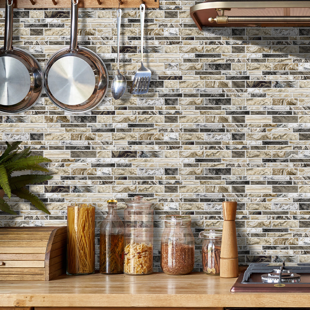 Imitation Marble Pattern Taupe Kitchen Sticker Wallpaper Peel And Stick Self-adhesive Wall Sticker