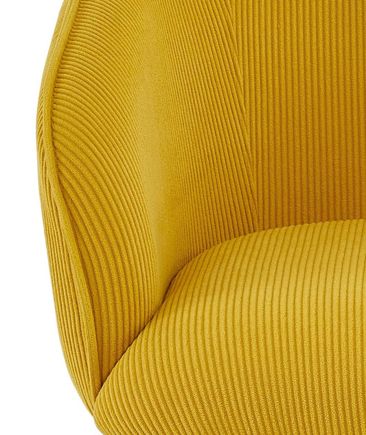Modern Corduroy Accent Chair, Upholstered Armchair With Metal Legs, Mid-Century Barrel Chair For Living Room Bedroom, Easy Assembly
