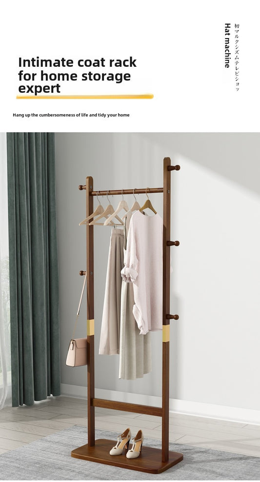 Coat Racks Solid Wood Hanger 23.6x 11x71in Solid Environmental Protection Easy To Assemble Beautiful Can Be Placed In The Bedroom Entrance Living Room   Walnut
