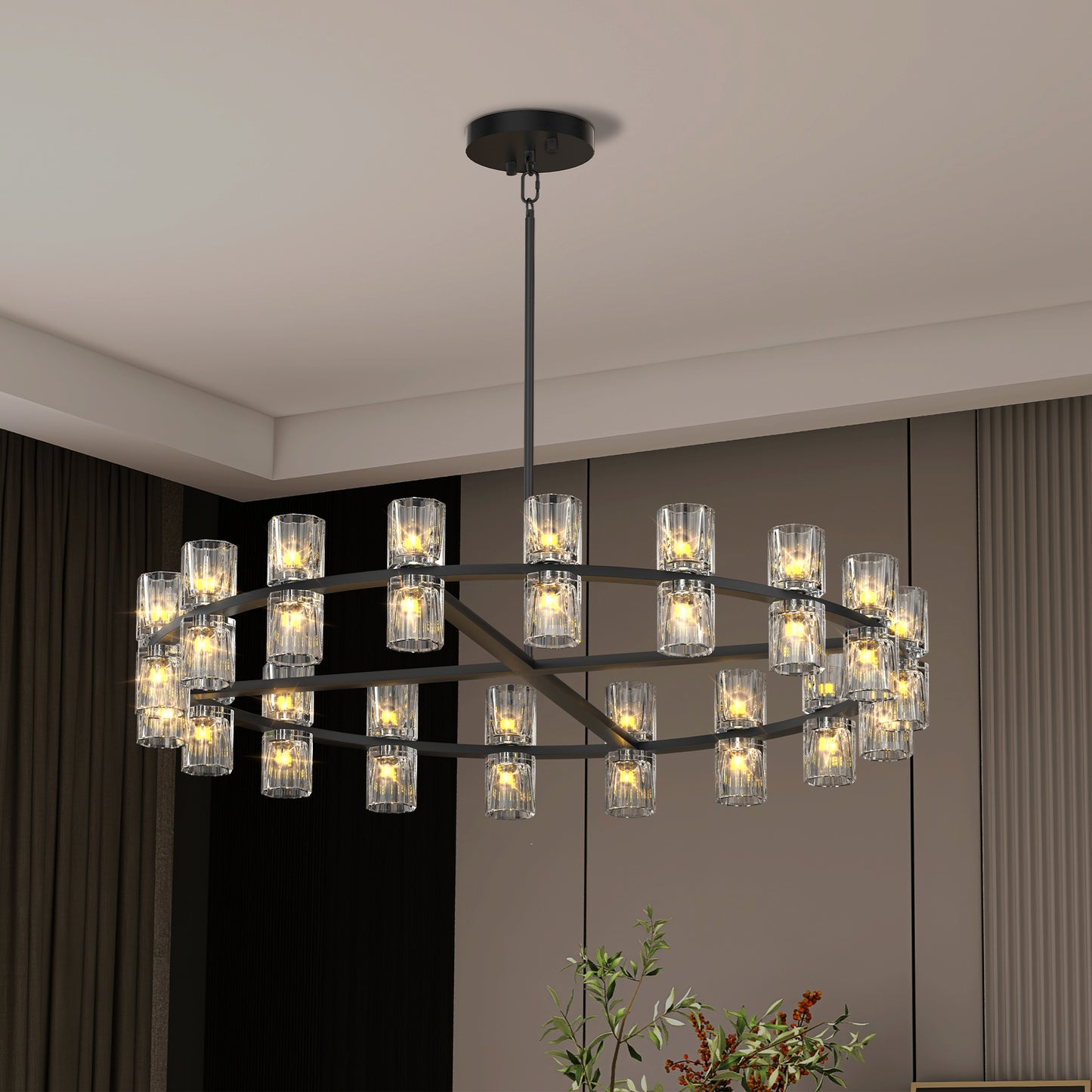 L005030-D36-P36B,W1340P310778  36 Inches Luxury Chandeliers Crystal Living Room Decorative Lights Simple Modern Dining Room LED Lighting,for Home Decor ,Bulbs Included