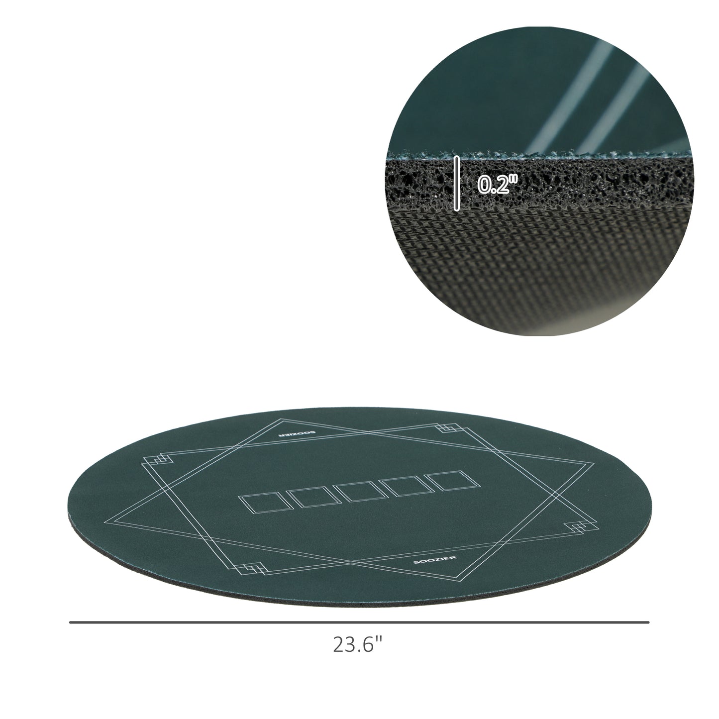 Poker Mat Texas Hold'em Poker Table Top With Non-Slip Bottom Dark Green
