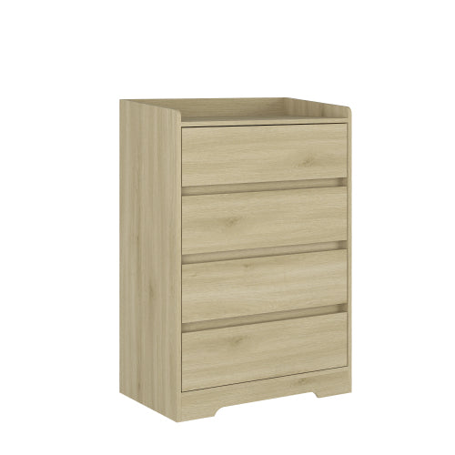 4 Drawer Dresser, Chest Of Drawers Without Handle,Dresser For Bedroom Waterproof, Modern Wooden Cabinet With Sturdy Frame For Living Room, Entryway, Bedroom, Hallway, Office