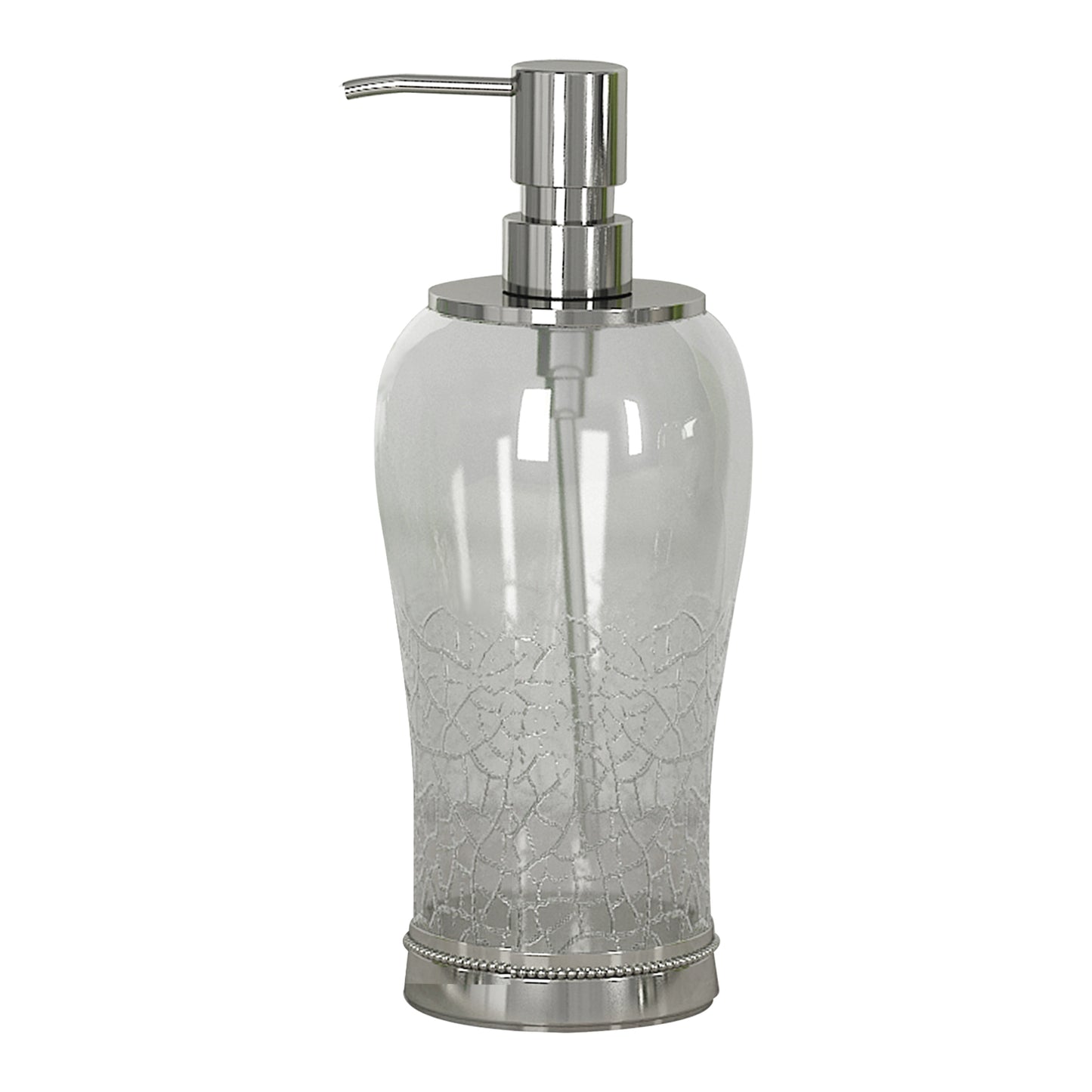 Glass Liquid Soap Dispenser Pump Bottle   Bathroom Vanity & Kitchen Sink,Holds Soap,Lotion & Sanitizer   Crackle Glass