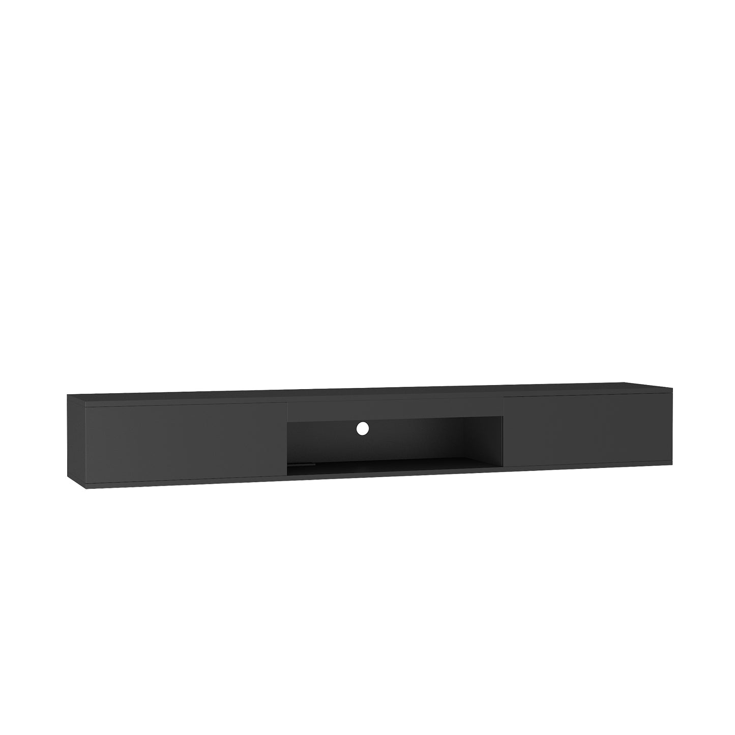 Floating TV Stand Wall Mounted With 16 Color LEDs,69  Modern TV Stand, Floating TV Cabinet Entertainment Center For 55 60 65 Inch TV,Black