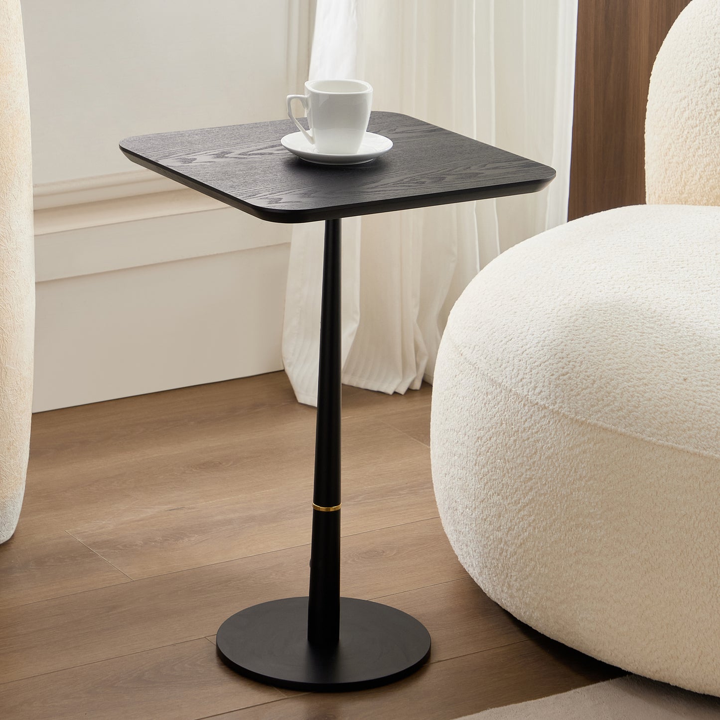 MDF With Metal Feet, Square, Located In Living Space And Lounge Area, Coffee Table, Computer Desk, Black, 15.74D X23.77H