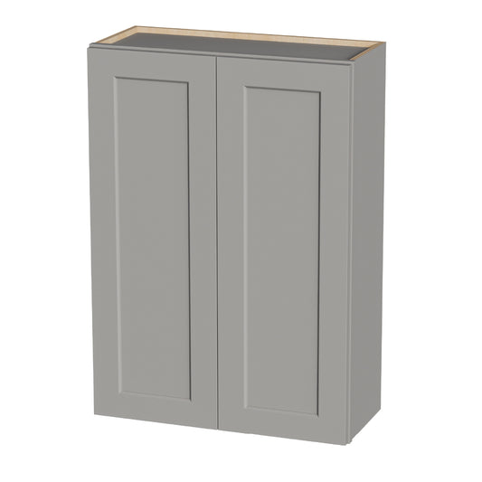 Gray Shaker Solid Wood Wall Cabinet With Soft-Close Doors, Adjustable Shelves - 30  Double Door Storage For Kitchen, Bathroom, Laundry, Garage  Easy Assembly, 30 W X 12 D X 42 H