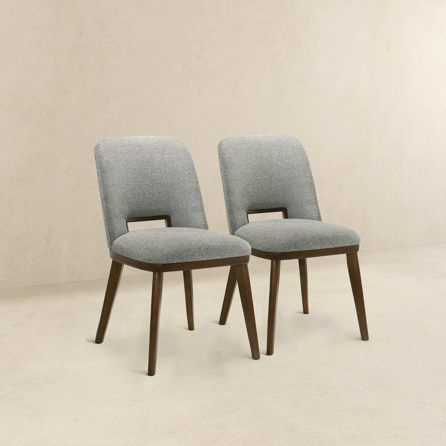 Blake Mid-Century Modern Light Grey Fabric Dining Chair   Set Of 2   With Walnut Solid Wood Base 33.7  H X 19.3  W X 24.8  D