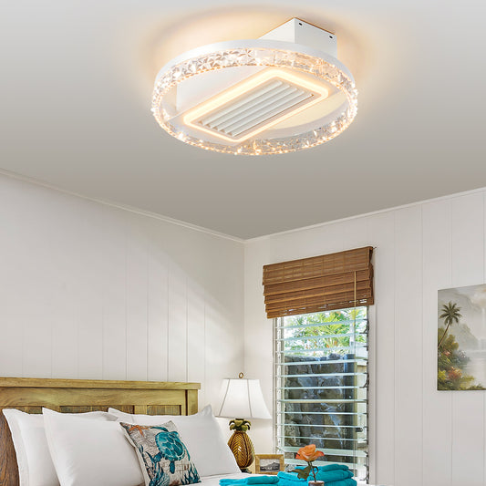 20  LED Bladeless Ceiling Fan Light With Remote Control  Modern Flush Mount Ceiling Lamp With Air Circulation And Adjustable Brightness For Living Room, Dining Room, Or Bedroom