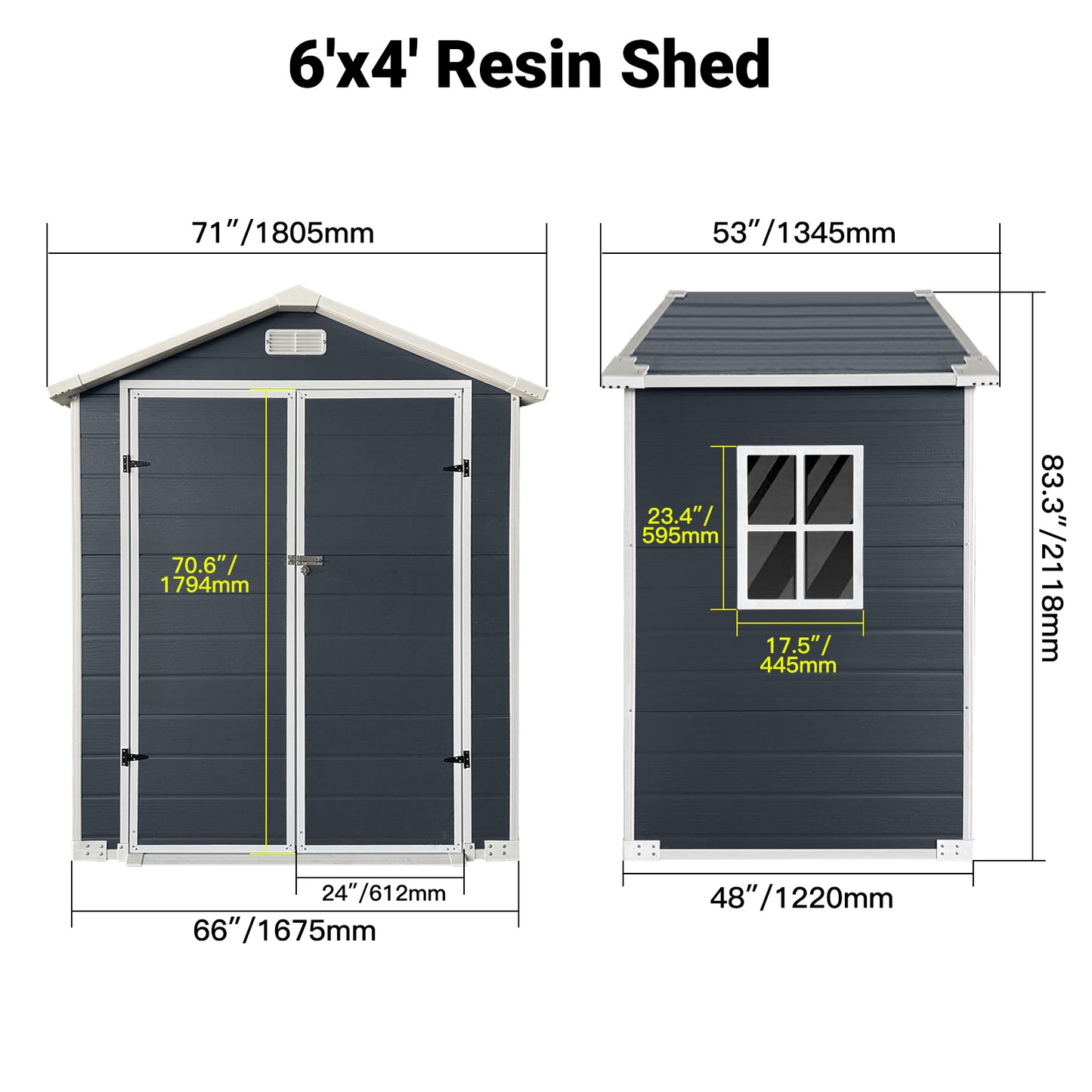 6ft X 4ft Plastic Outdoor Storage With Floor And Lockable Door Plastic Garden Shed For Backyard, Lawn, Cold Grey