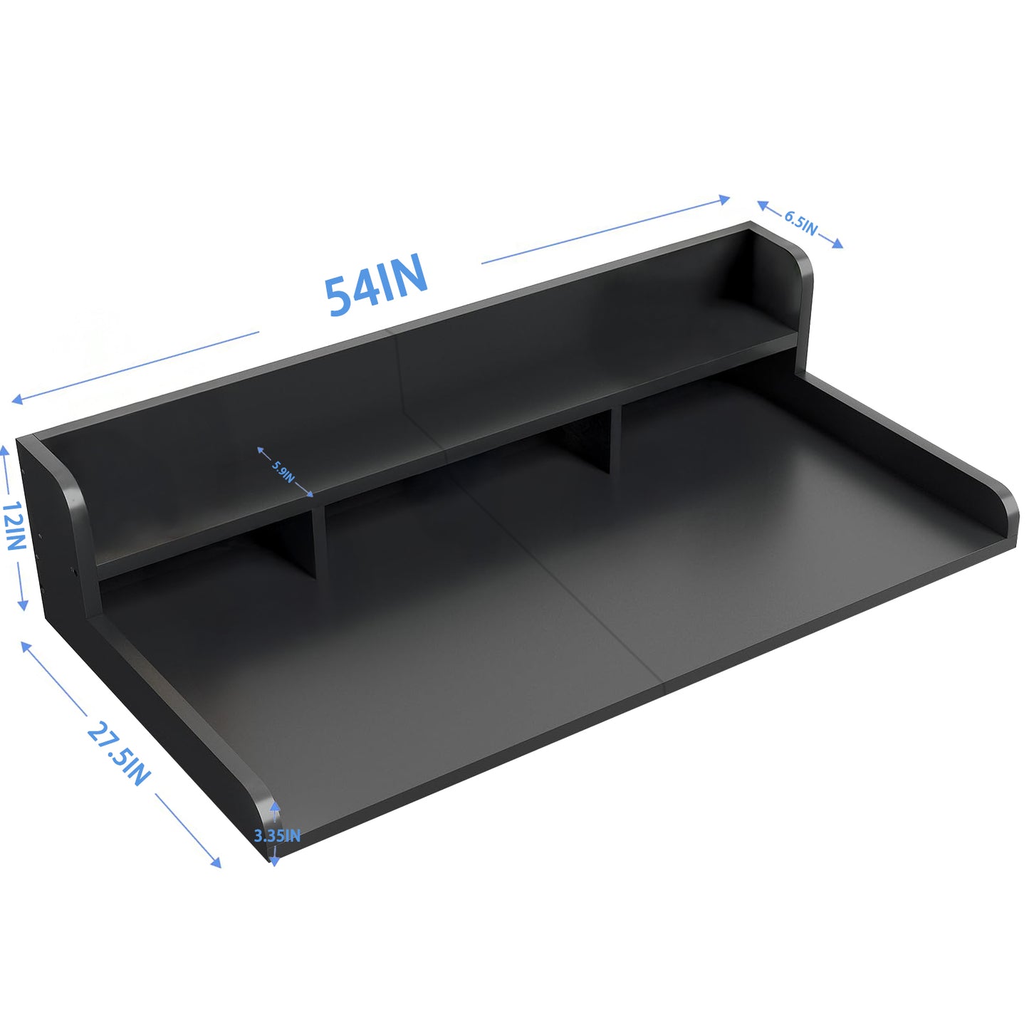 Washer Dryer Countertop With Non-slip Pads, Laundry Wood Shelf Topper With Edge, 54 Width X 27.5 Depth Double Layer Organizer For Washer And Dryer Laundry Hamper Counter Storage Organization BLACK