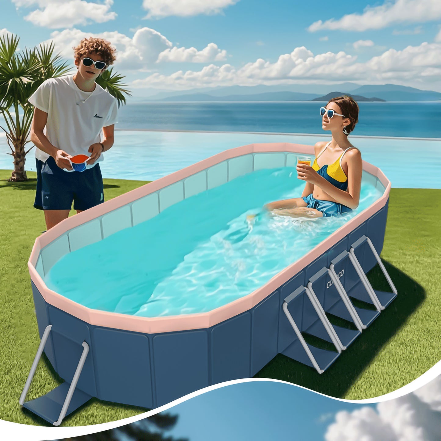 1.8m PVC Folding Pool  Not Inflatable  Bathes And Cools In Summer, Suitable For Outdoor Patio Beach Garden