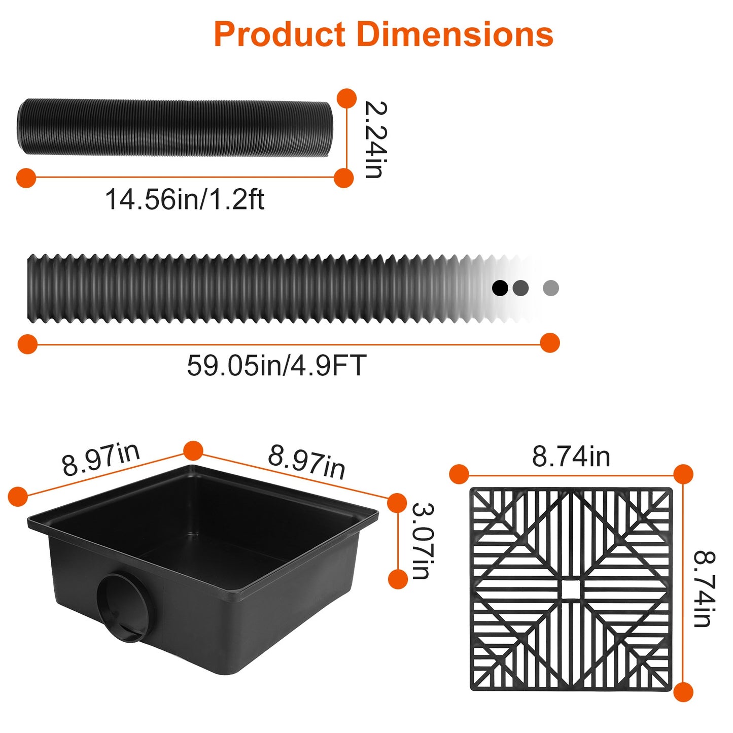 2Pcs Gutter Downspout Extension For Spring Summer Home Innovation Low Profile No Deep Digging Catch Basin Downspout Extender With 4.9FT Flexible Extendable Hose For House Foundation Protection