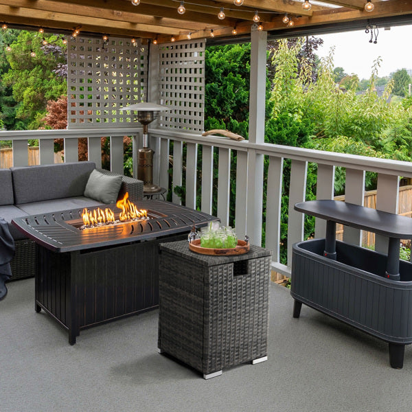 Gas Cylinder Storage - Gray Gradient Rattan - 40x40x57cm - Rattan Edge Table